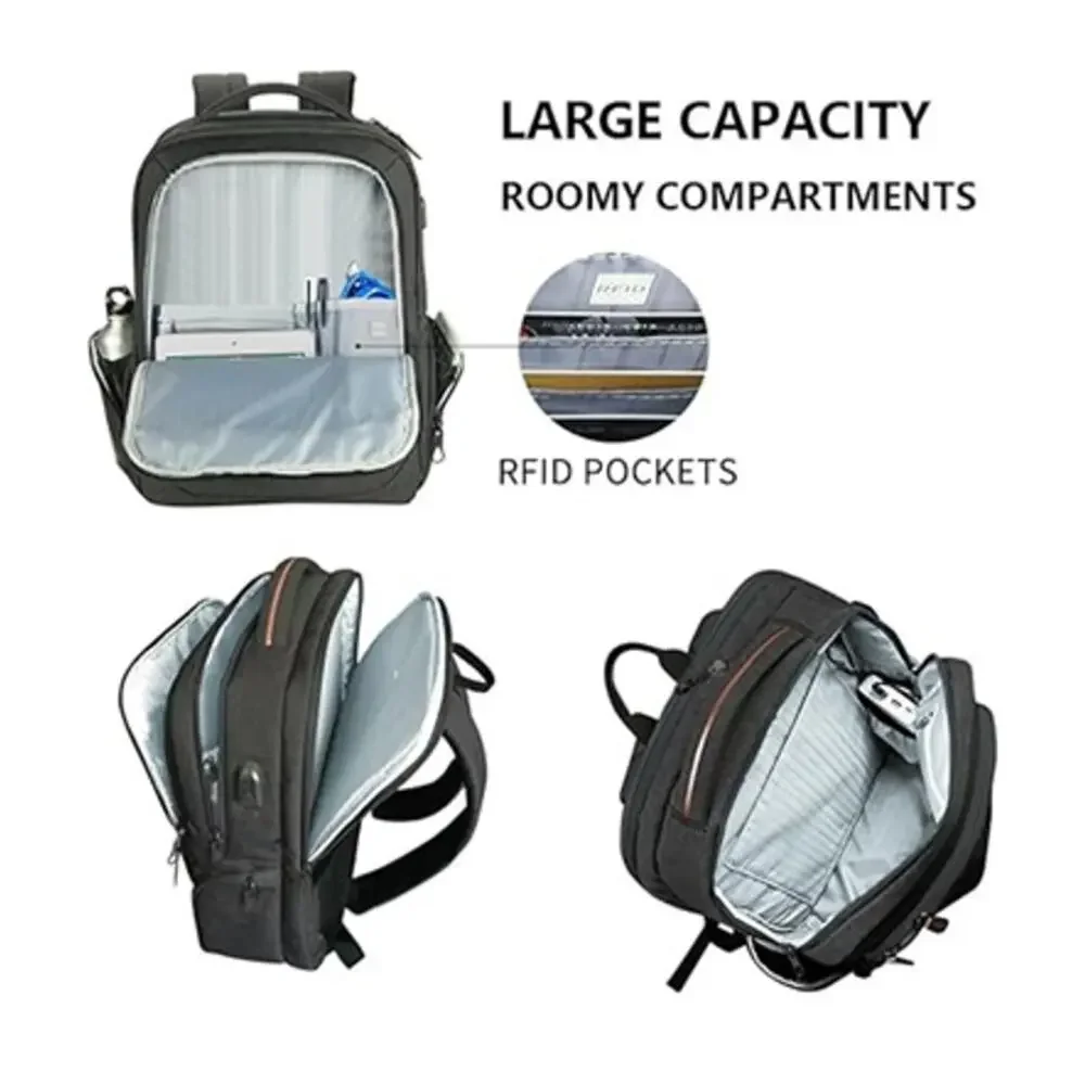 Kroser Laptop Backpack Charcoal Black With USB